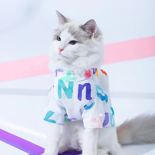 Mesh Shirt Cats Breathable Summer Hair Control