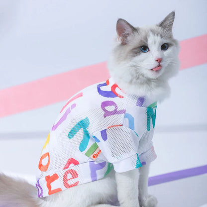 Mesh Shirt Cats Breathable Summer Hair Control